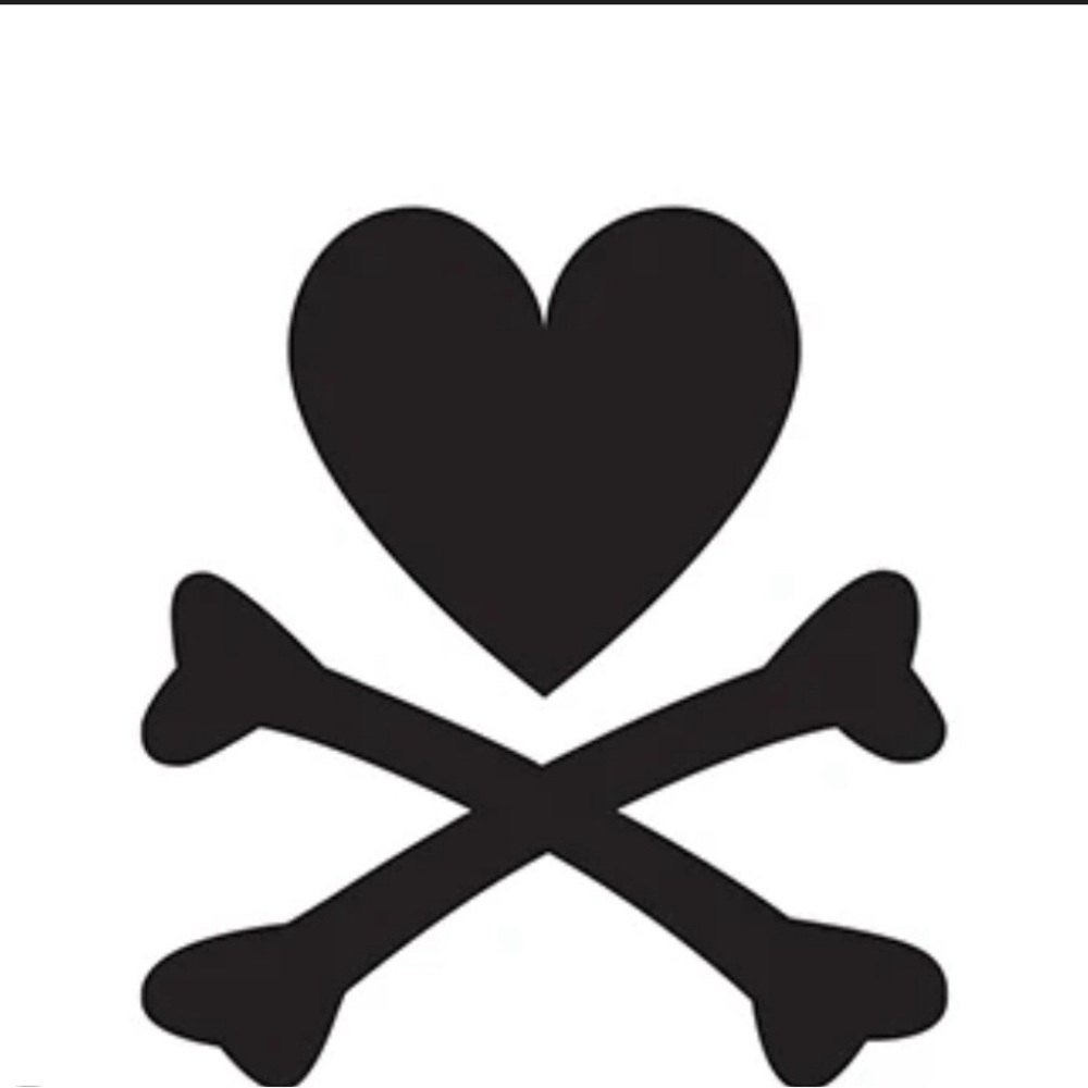Black Heart & Crossbones Graphic Sticker Toki Doki Logo